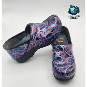 Dansko XP 2.0 Ribbon Patent Clog Women Size 38 (size 7.5-8 US) Black Purple Blue